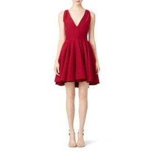 Allison Parris Red Down The Middle V-Neck Fit & Flare Mini Dress 2